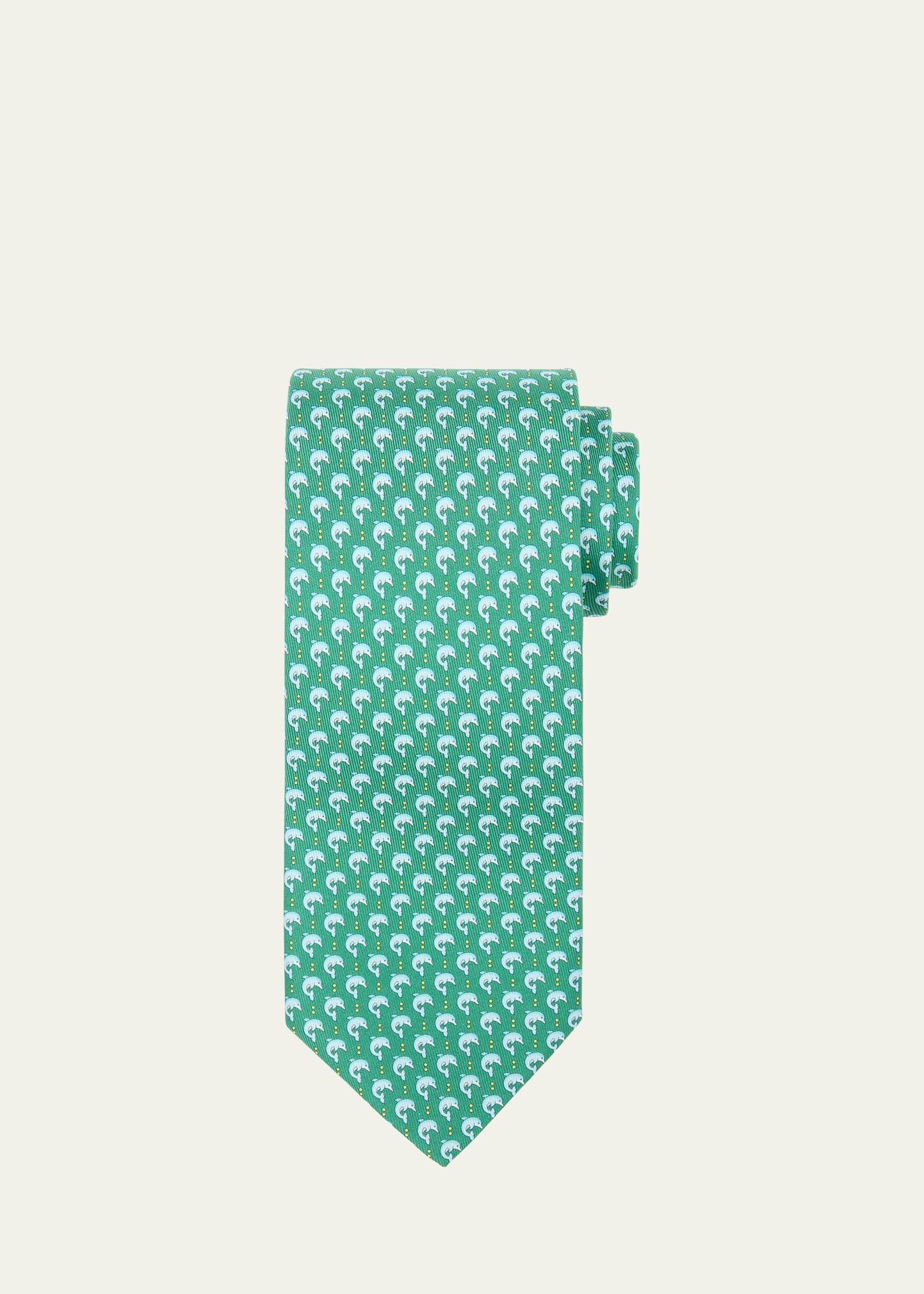 Mens Dolphin-Print Silk Tie Product Image