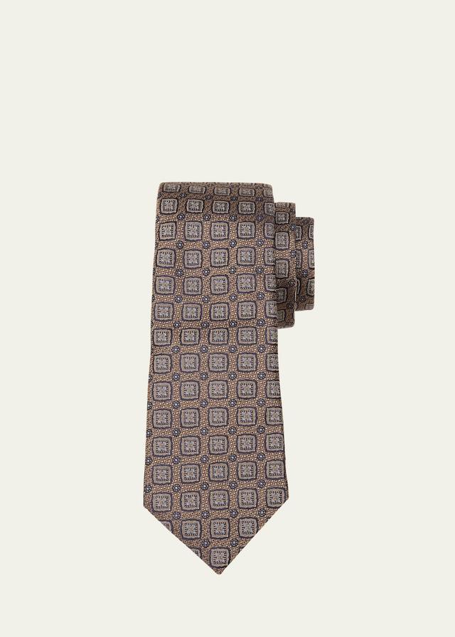 Mens Silk-Cotton Geometric Tie Product Image