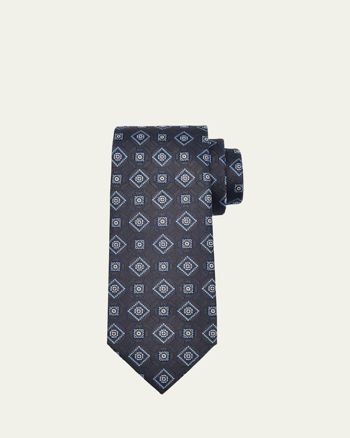 Men's Silk Medallion-Print Tie Product Image