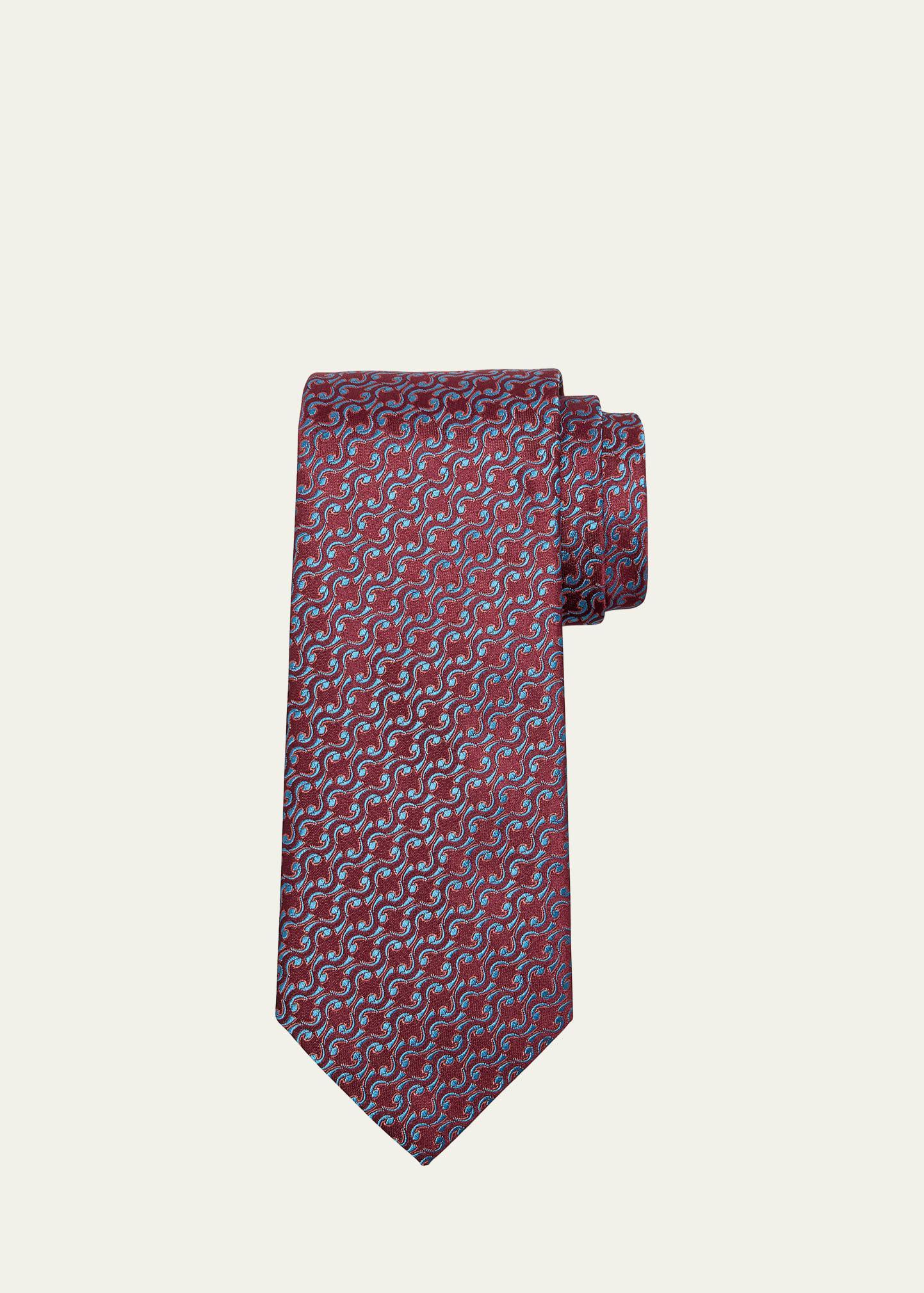 Mens Swirl Line Woven Silk Tie Product Image