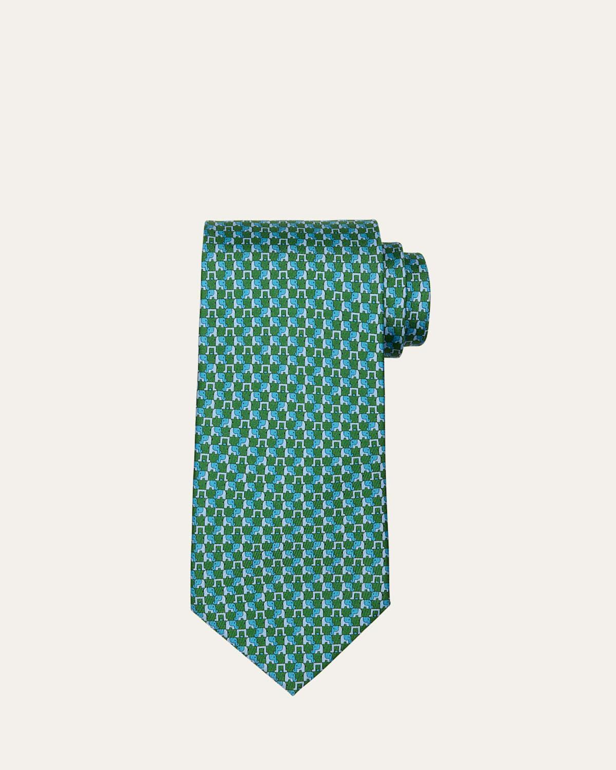 Mens Elephant-Print Silk Tie Product Image