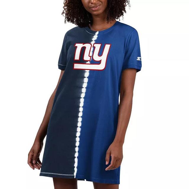 Womens Starter New York Giants Ace Tie-Dye T-Shirt Dress Blue Product Image