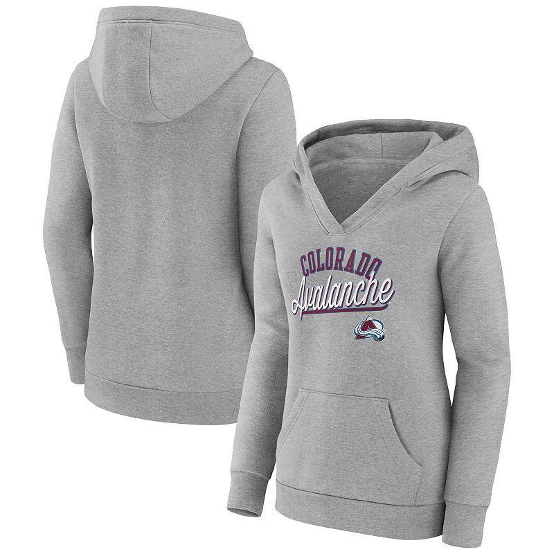 Womens Fanatics Branded Gray Colorado Avalanche Simplicity Crossover V-Neck Pullover Hoodie Product Image