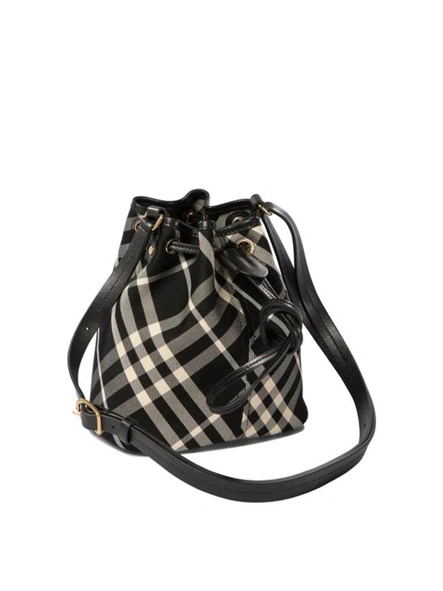 BURBERRY Check Mini Bucket Crossbody Bag In Black Product Image