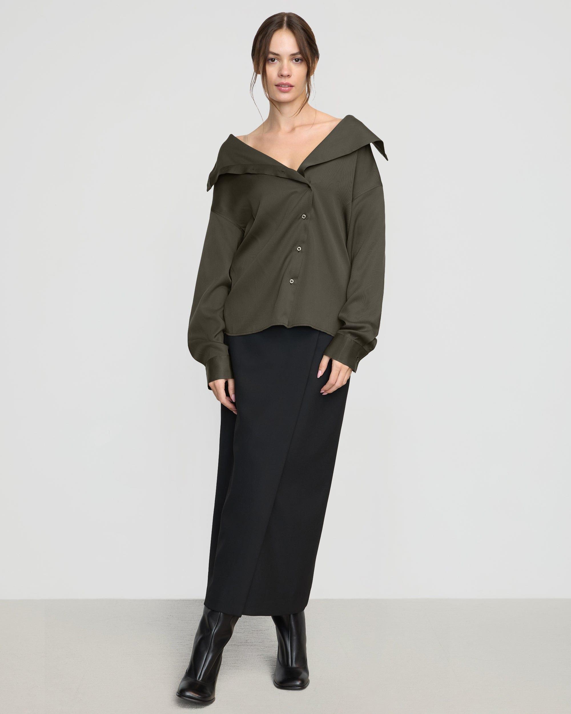 Jemima Tencel Wrap-Neck Blouse Product Image