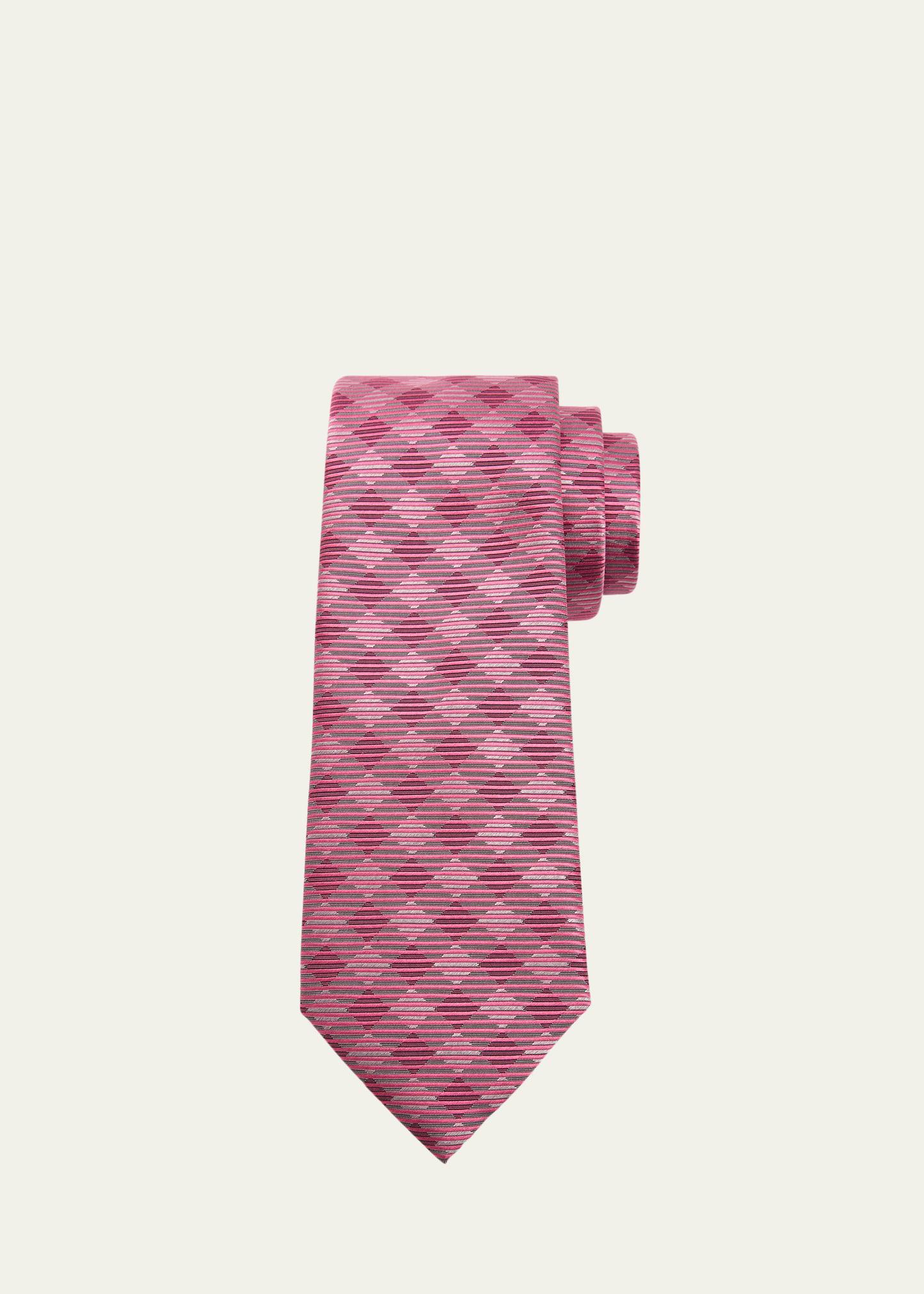 Mens Silk Jacquard Gingham-Stripe Tie Product Image