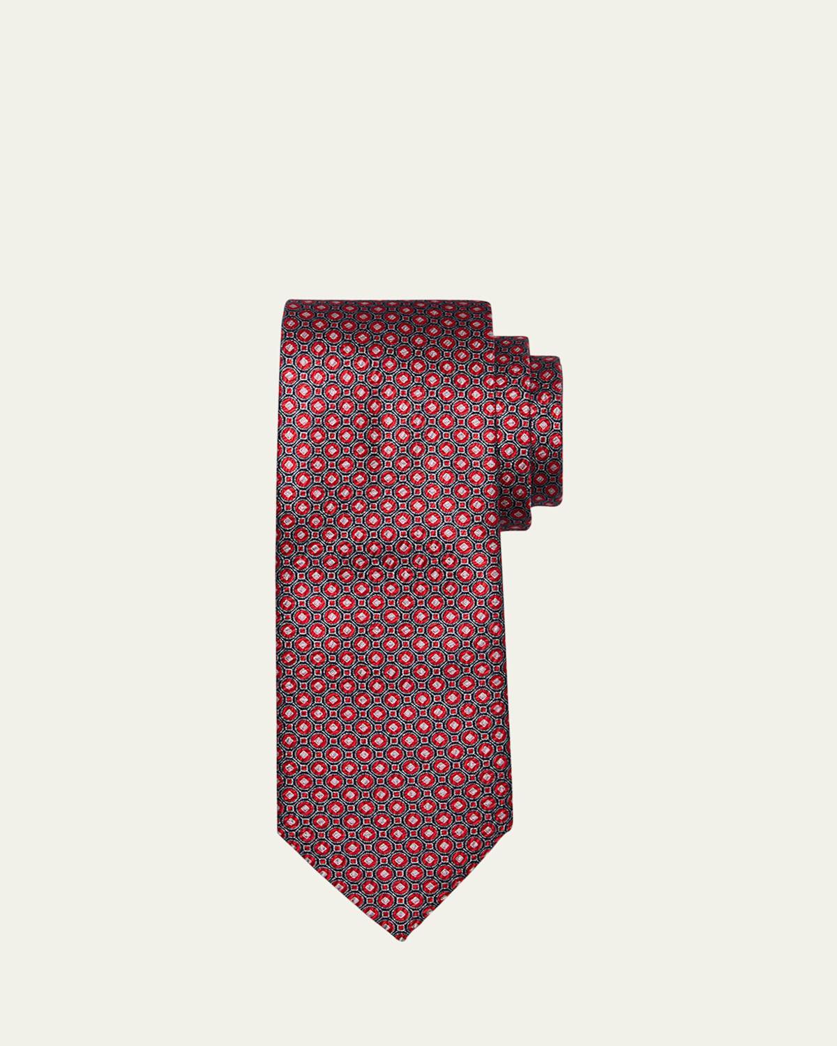 Mens Circle-Print Silk Tie Product Image