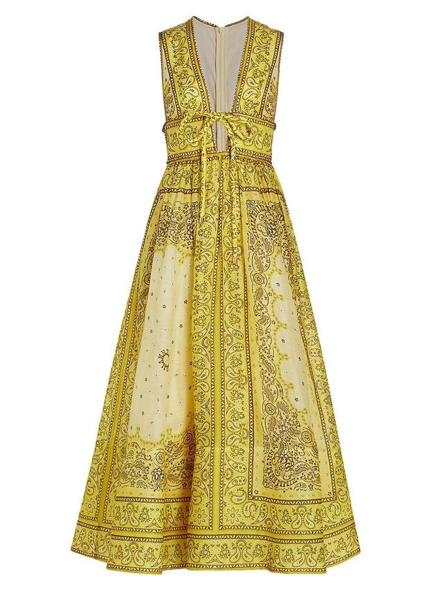 Zimmermann - Matchmaker Bow Linen-Silk Maxi Dress - YellowModa Operandi Product Image