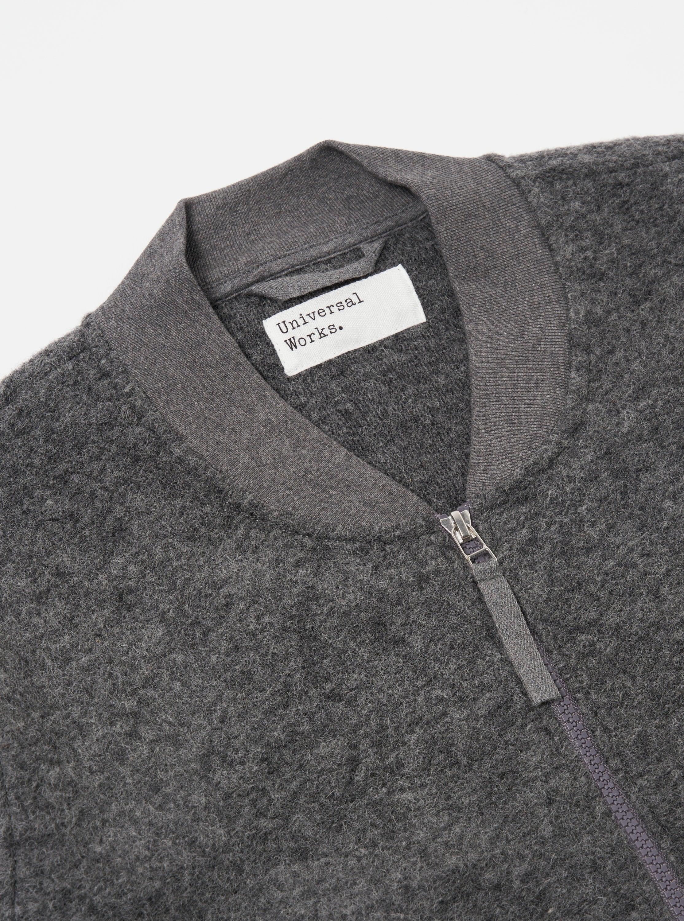 Universal Works Zip Bomber in Grey Marl Wool Fleece Product Image