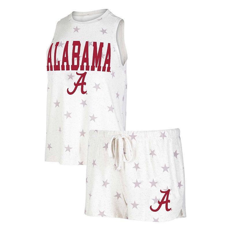 Womens Concepts Sport Cream Alabama Crimson Tide Agenda Stars Tank Top and Shorts Sleep Set Product Image