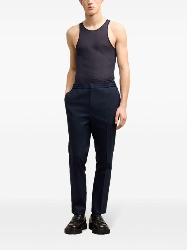 AMI ALEXANDRE MATTIUSSI Wool Straight-leg Trousers In Blue Product Image