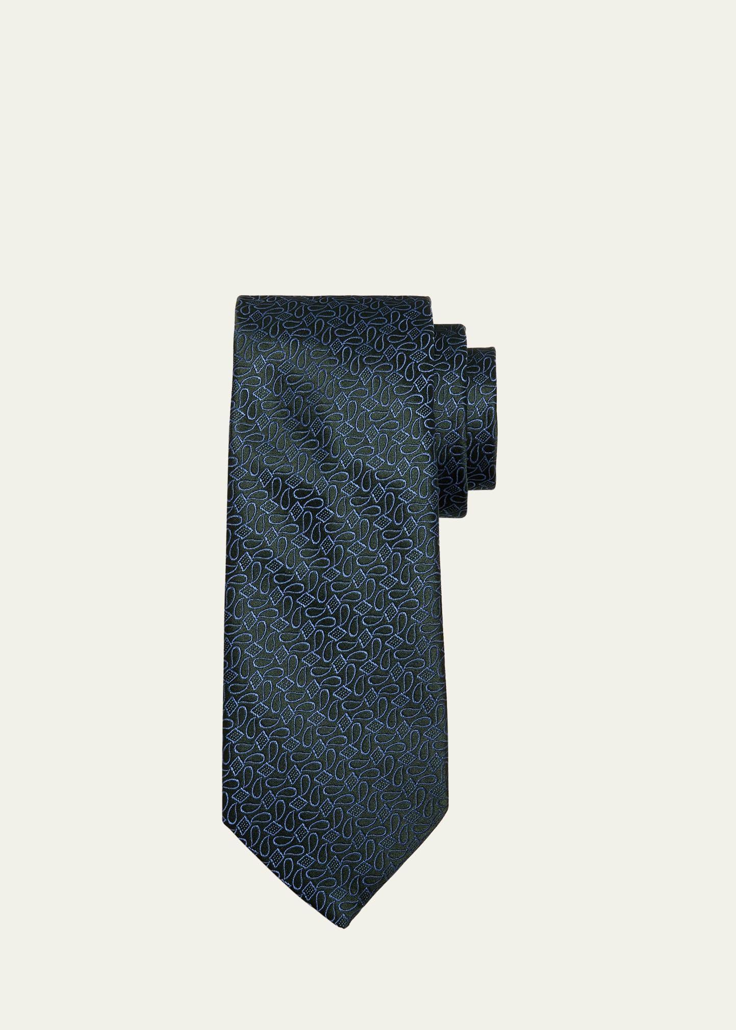 Mens Paisley and Square Silk Tie Product Image