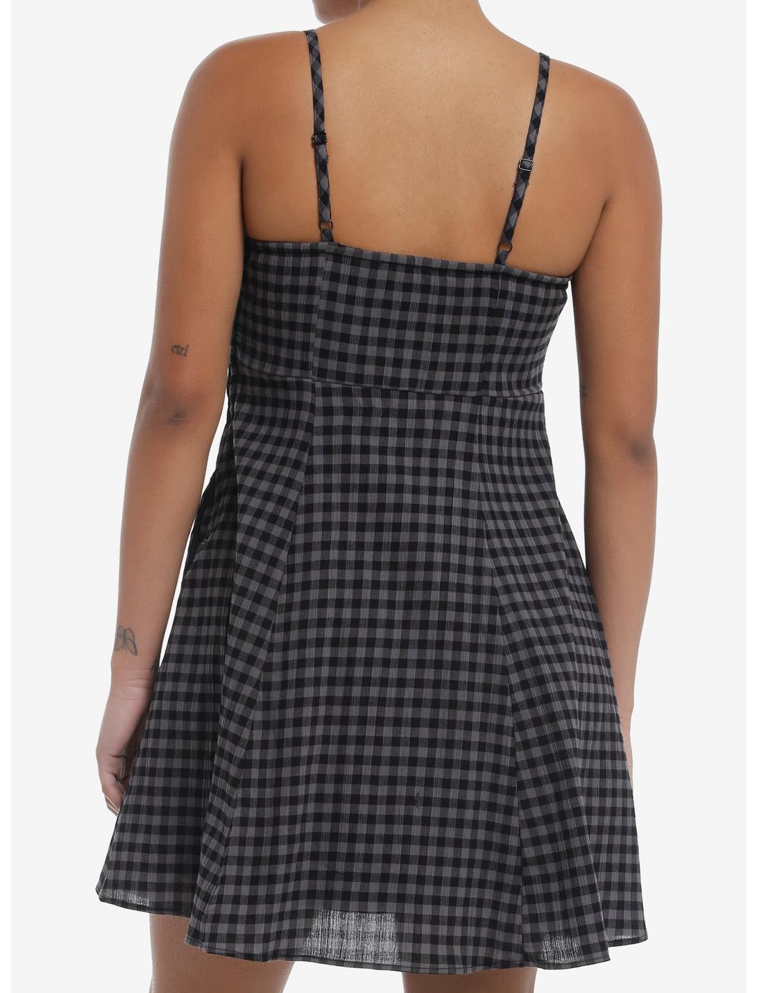 Social Collision Black & Grey Checker Slip Dress Product Image