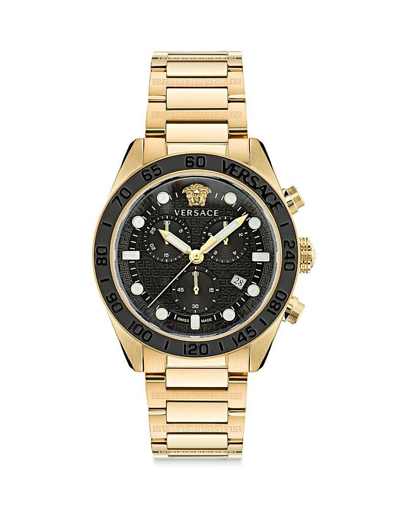 Versace Mens Swiss Chronograph Greca Dome Stainless Steel Bracelet Watch 43mm Product Image