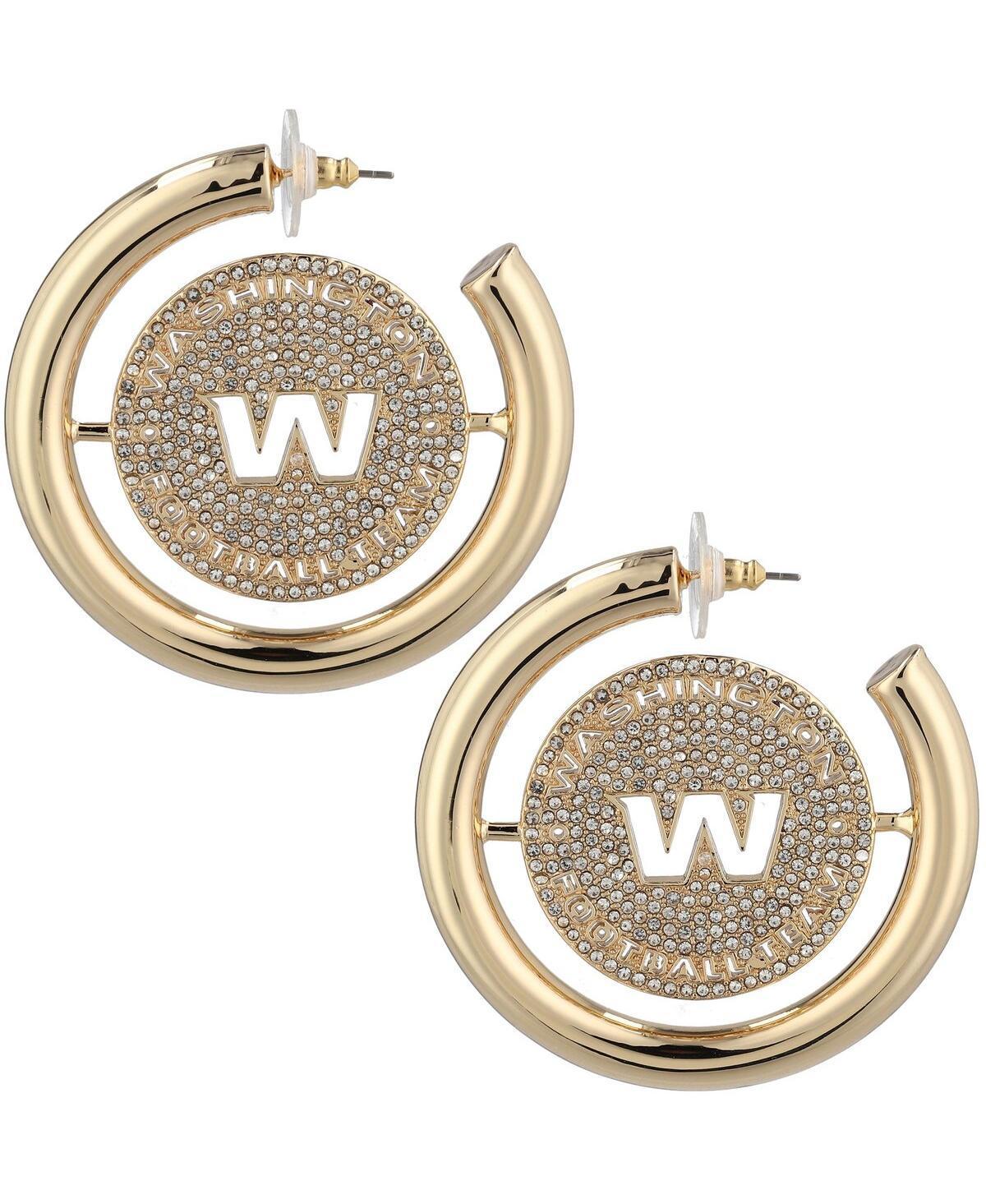 Womens Gold-Tone Washington Football Team Hoop Earrings Product Image