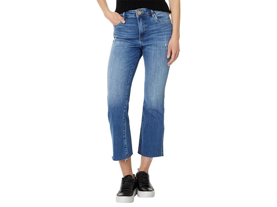 KUT from the Kloth Kelsey High-Rise Fab Ab Ankle Flare With Raw Hem In Perceptual (Perceptual 1) Women's Jeans Product Image