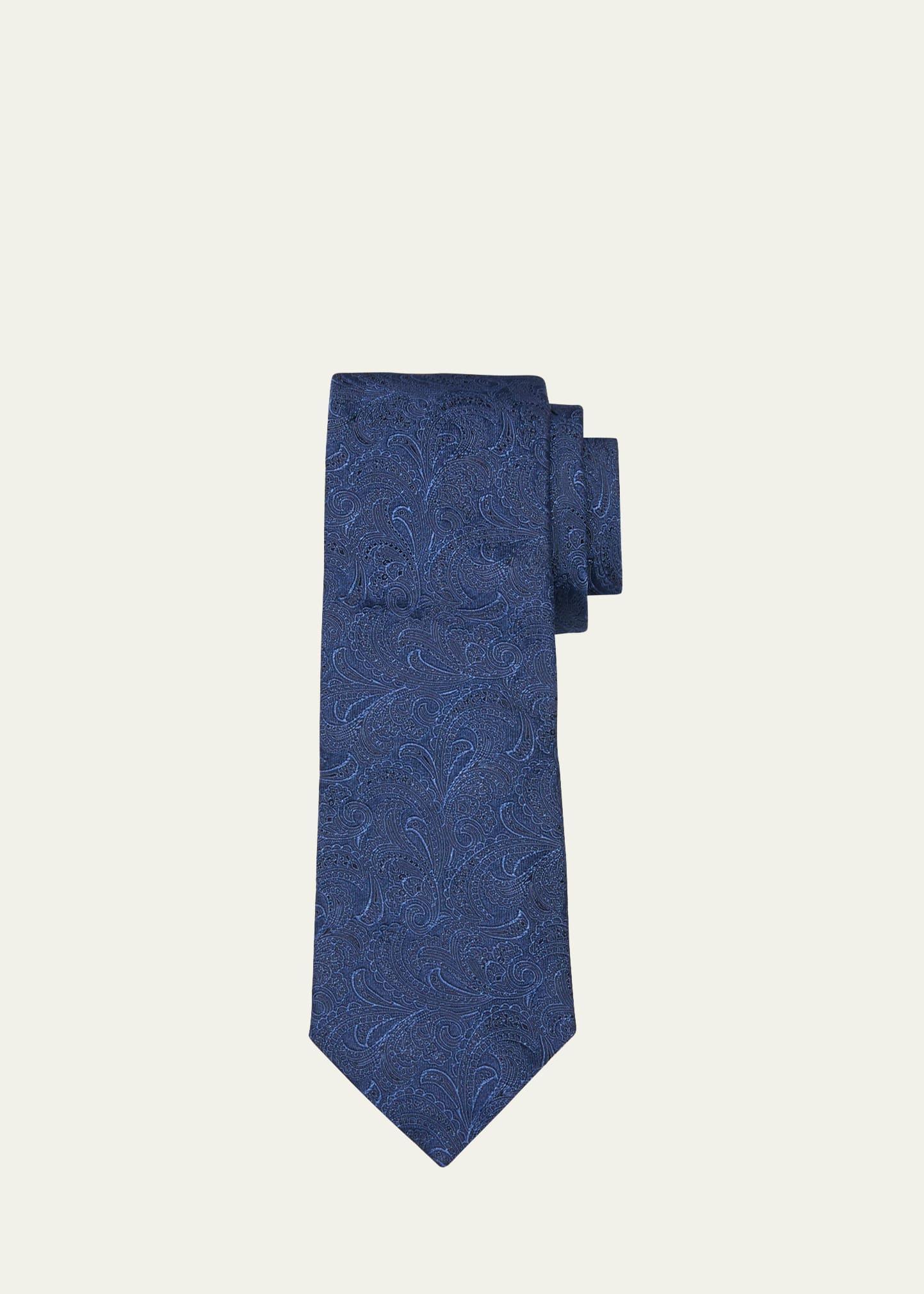 Men's Silk-Cotton Tonal Paisley Tie Product Image