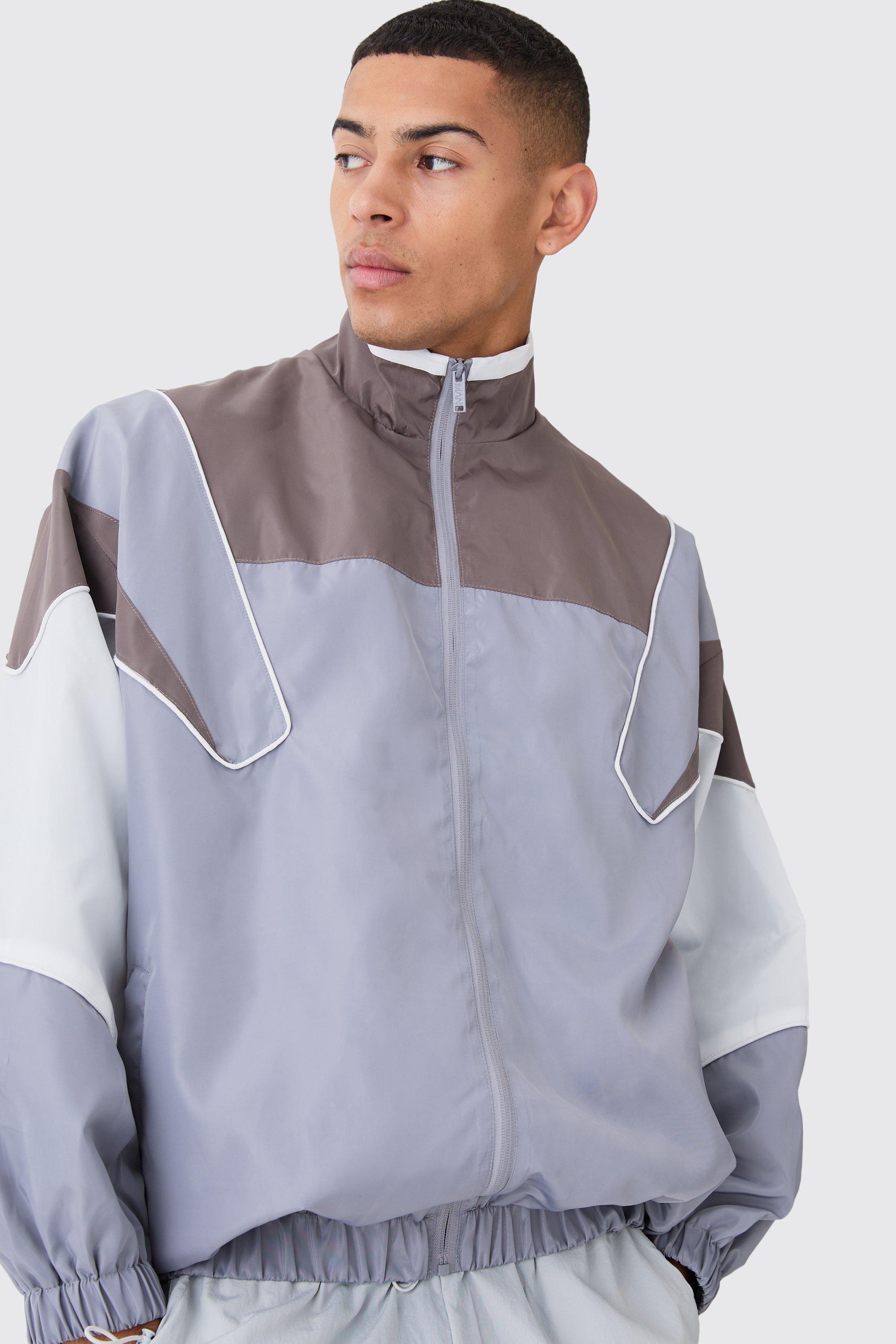 Colour Block Zip Through Cagoule | boohooMAN USA Product Image