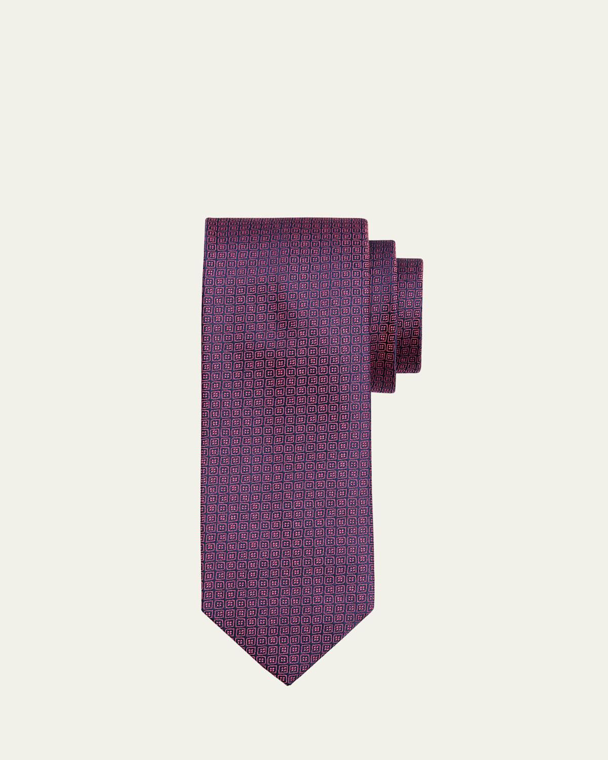 Mens Diamond Stripe Silk Tie Product Image