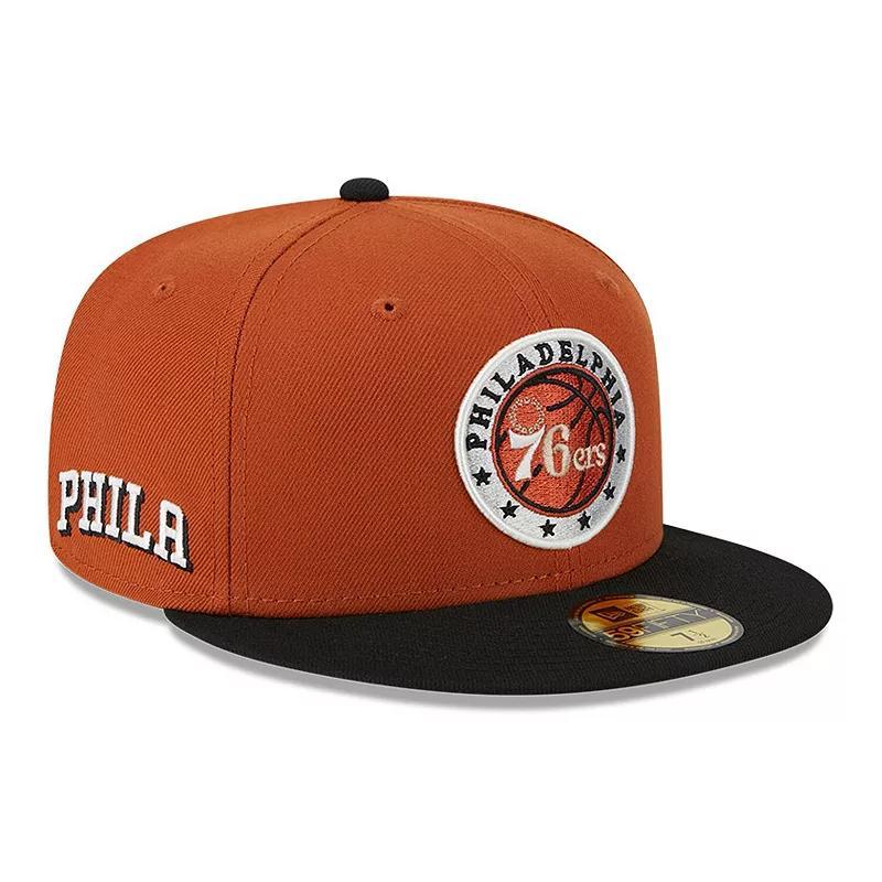 Mens New Era Rust/Black Philadelphia 76ers Two-Tone 59FIFTY Fitted Hat Multicolor Product Image