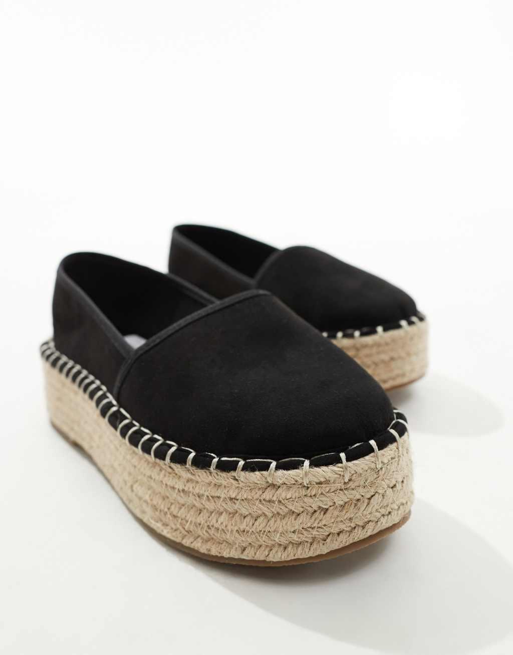 ASOS DESIGN Wide fit Journal flatform espadrilles in cream Product Image