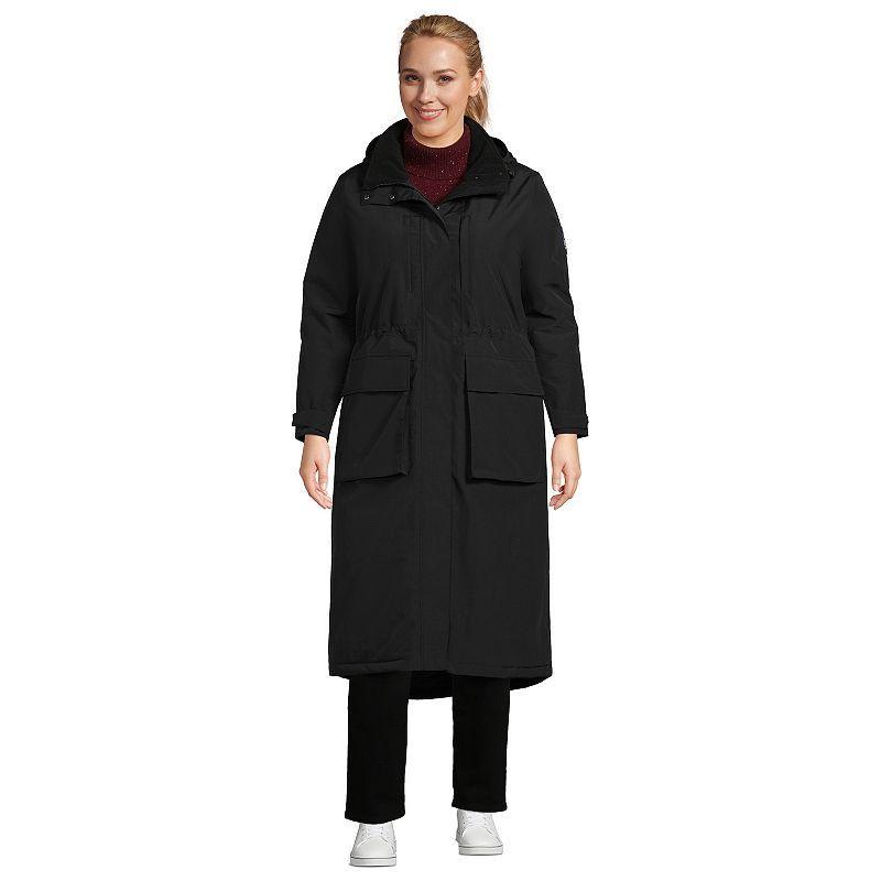 Plus Size Lands End Squall Waterproof Insulated Winter Stadium Maxi Coat, Womens Black Product Image