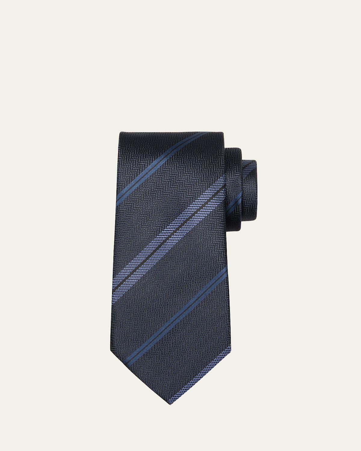 Mens Mulberry Silk Stripe Tie Product Image