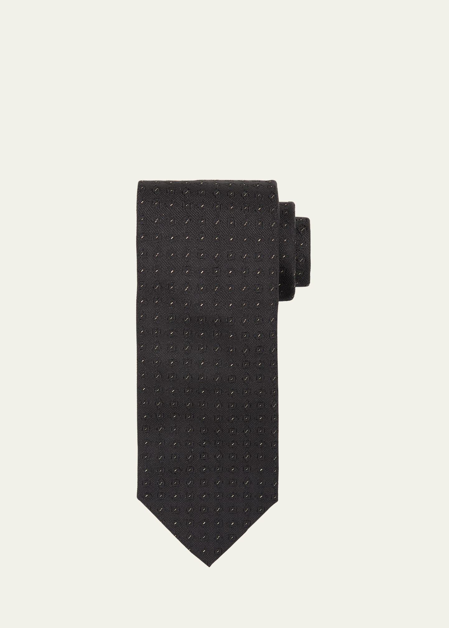 Mens Micro-Geometric Silk Jacquard Tie Product Image