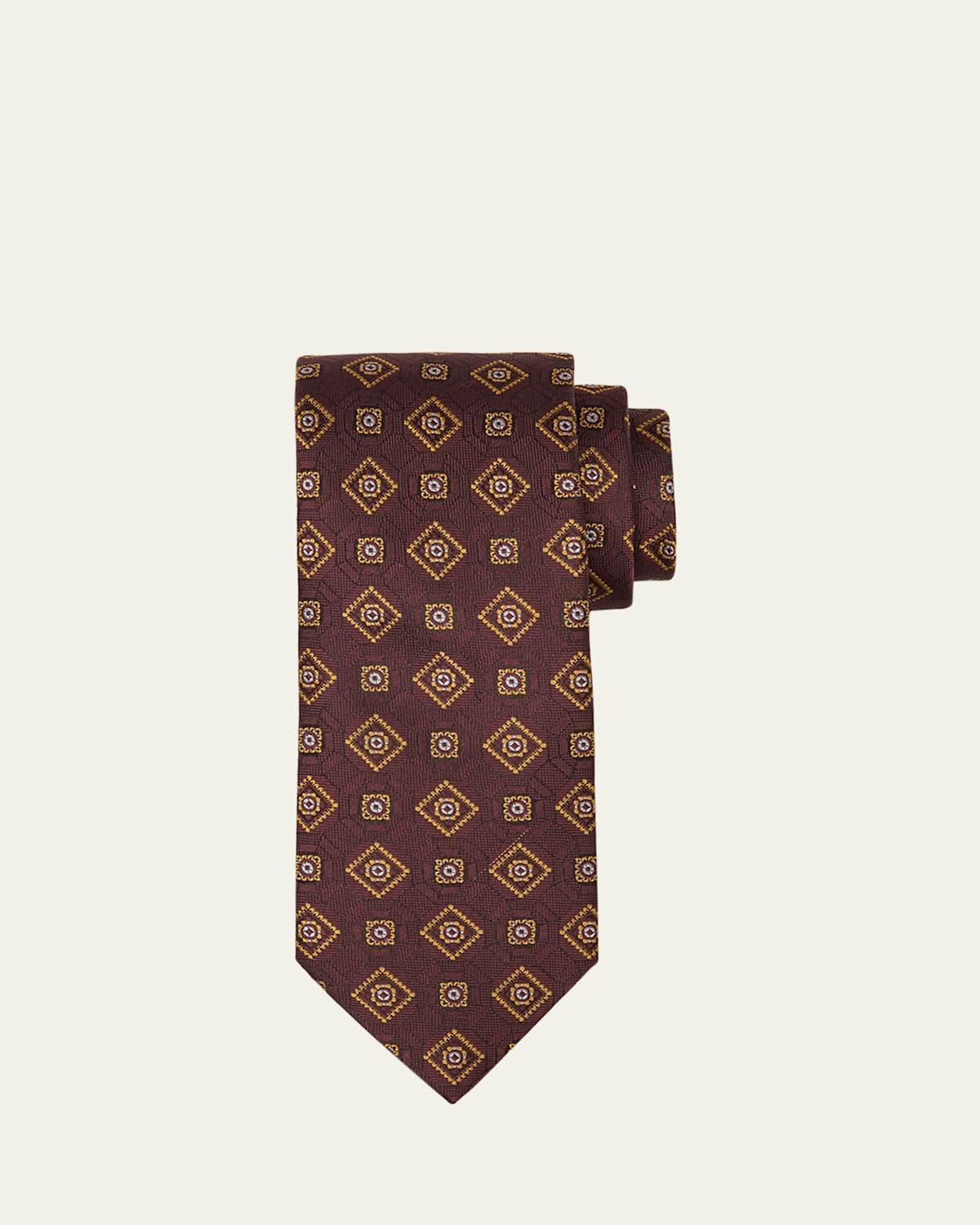 Men's Silk Medallion-Print Tie Product Image