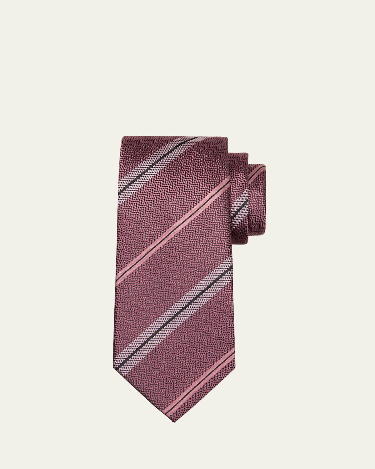 Mens Mulberry Silk Stripe Tie Product Image