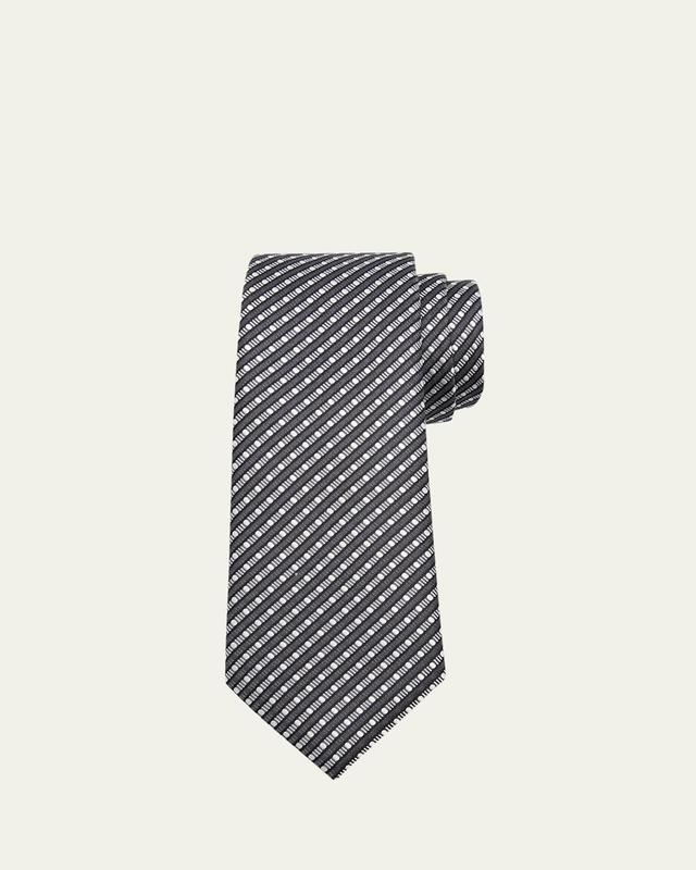 Mens Silk Jacquard Geometric Stripe Tie Product Image