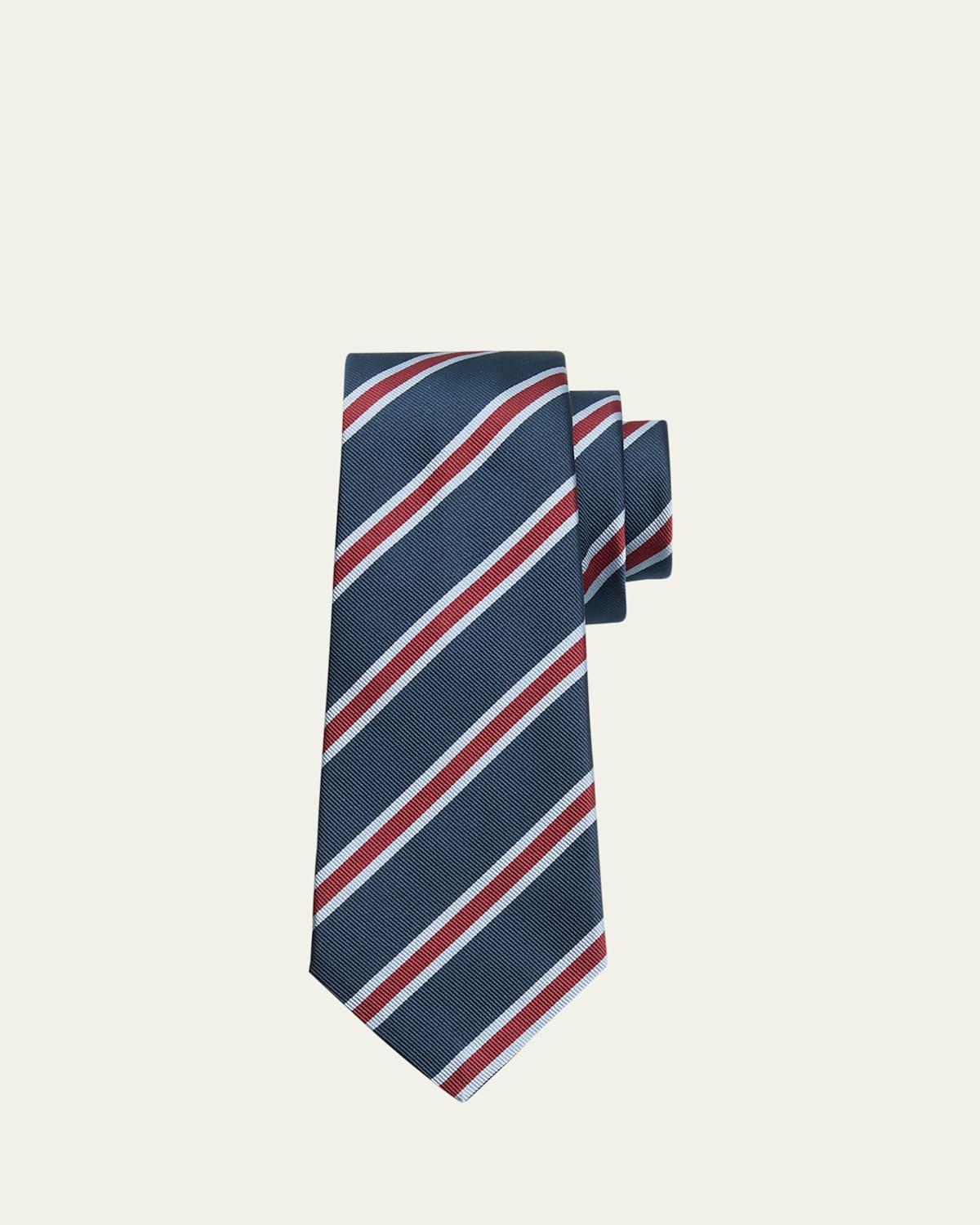 Mens Multi-Stripe Silk Tie Product Image