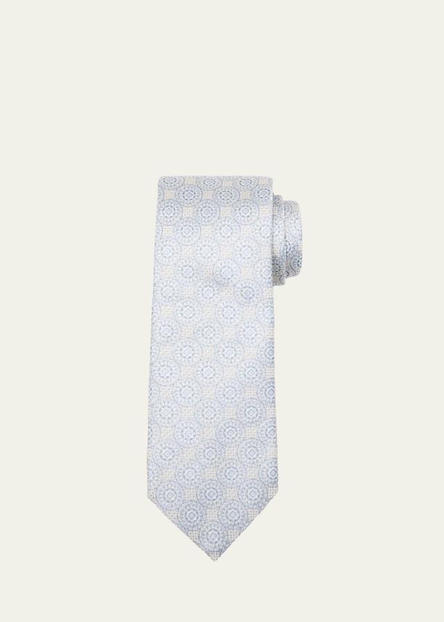 Mens Silk Tie With Geometric Design Product Image