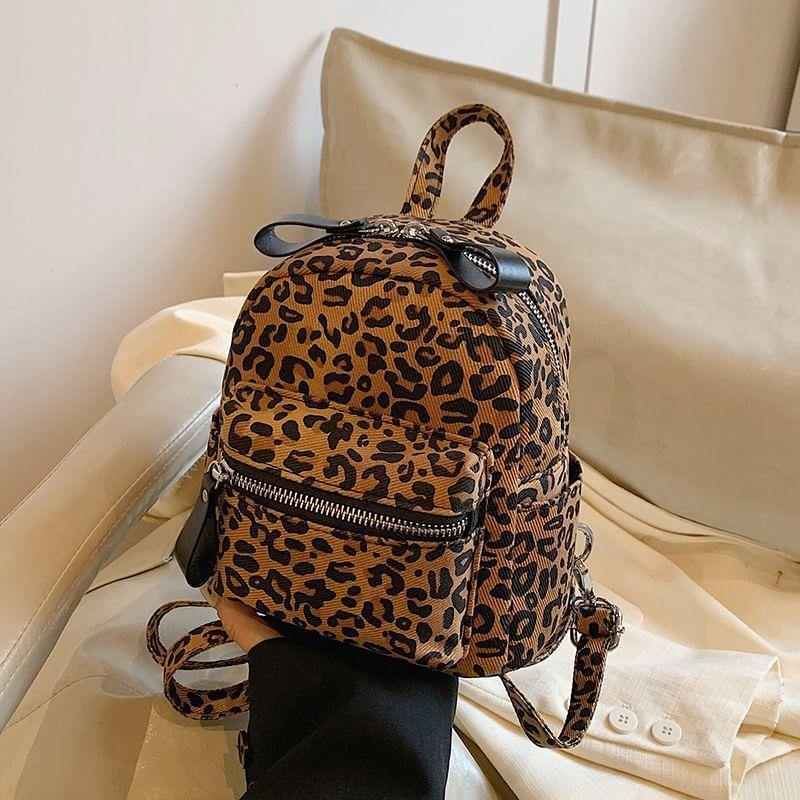 Leopard Print Multi-Pocket Backpack Product Image