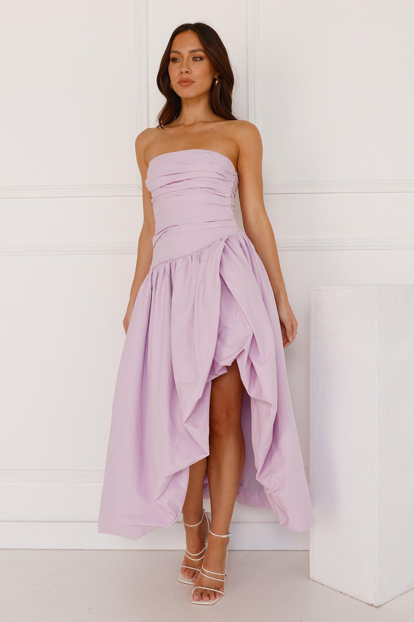 Wedded Romance Strapless Bubble Midi dress Lilac Product Image