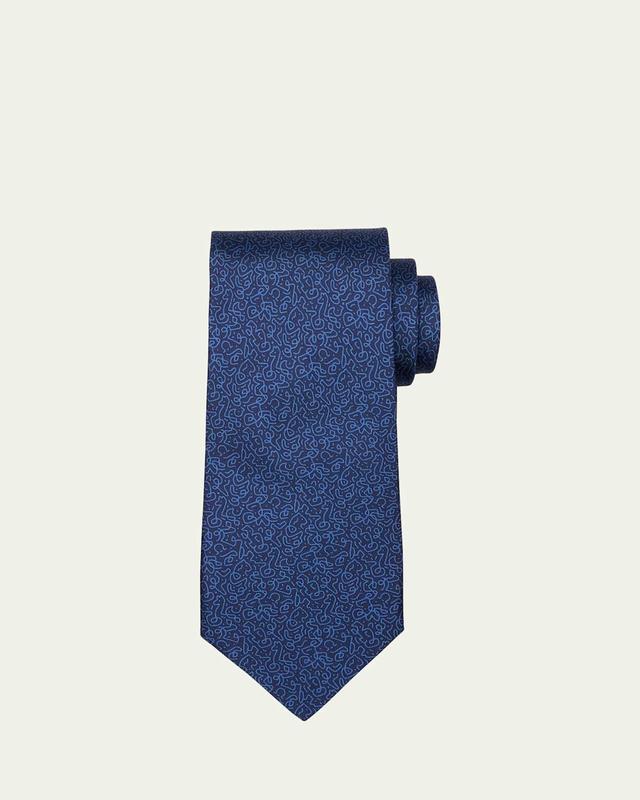 Mens Embroidered-Print Silk Tie Product Image