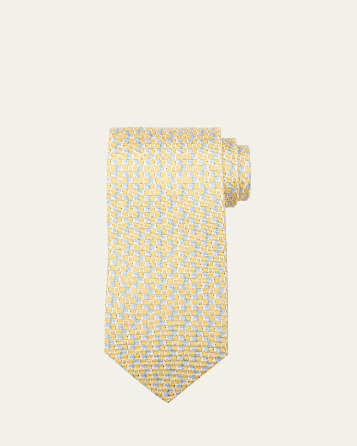 Mens Elephant Gancini Silk Tie Product Image