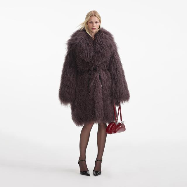 Dark Brown Shearling Coat Product Image