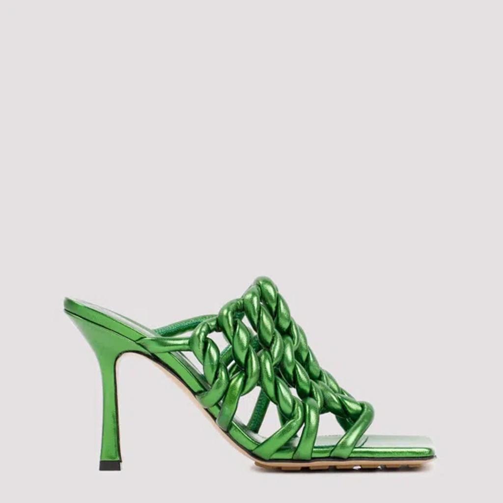 Stretch Mule Sandals In Green Product Image