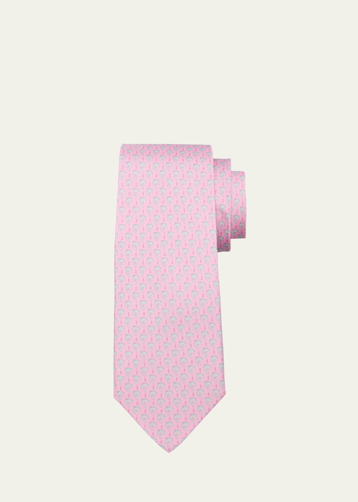 Mens Dolphin-Print Silk Tie Product Image