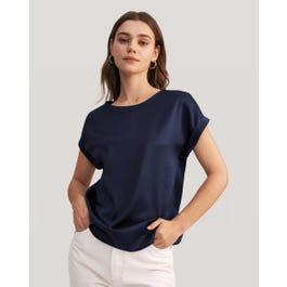 Short Sleeves Round Neck Silk Tee Product Image