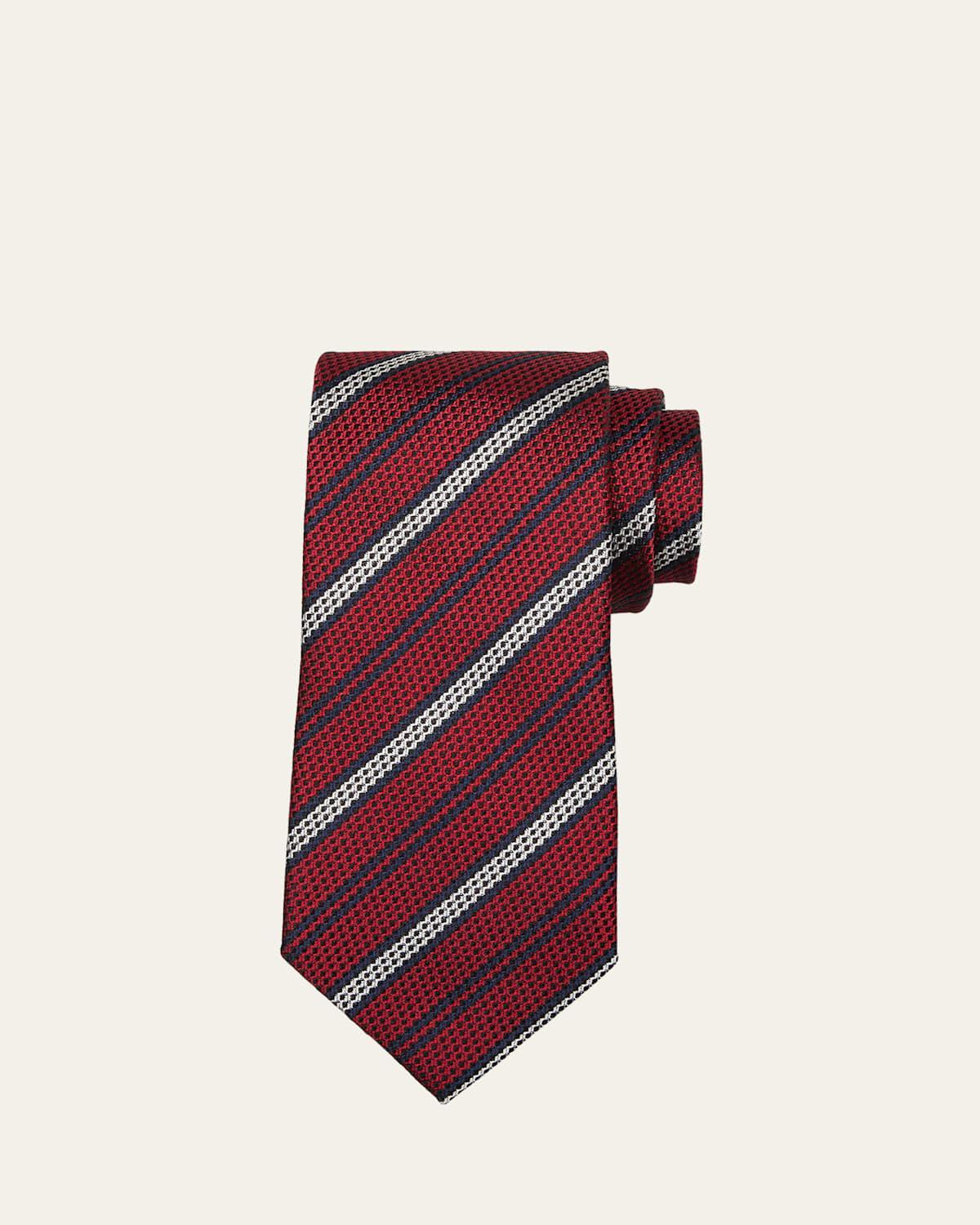 Mens Multi-Stripe Silk Jacquard Tie Product Image