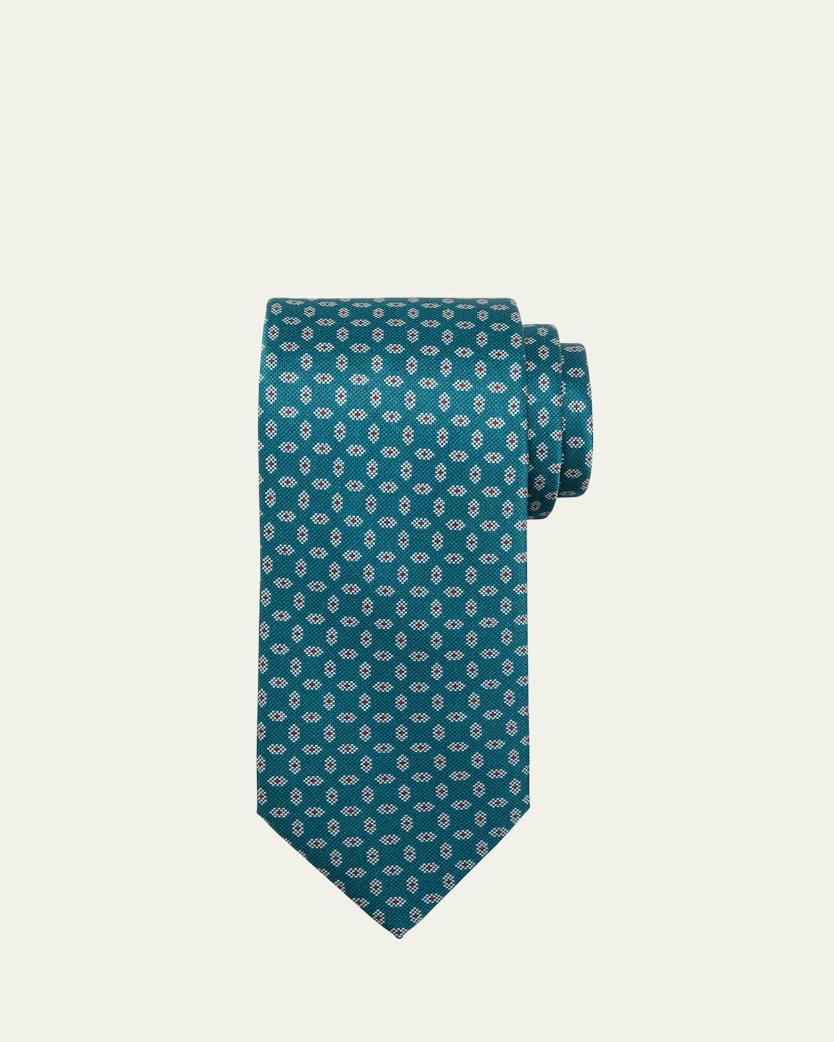 Mens Geometric-Print Silk Tie Product Image