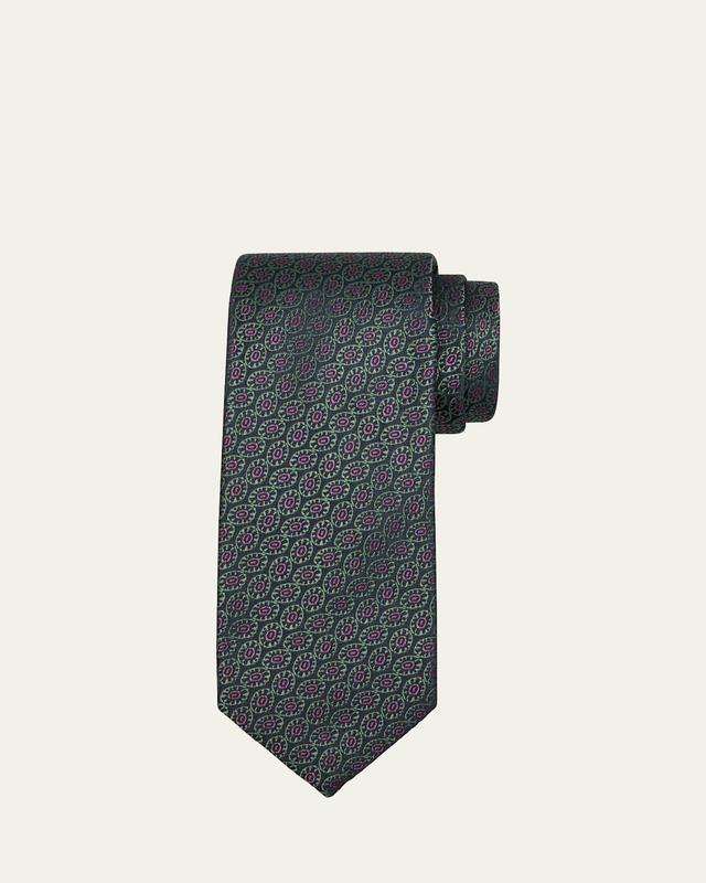 Mens Micro-Geometric Jacquard Silk Tie Product Image