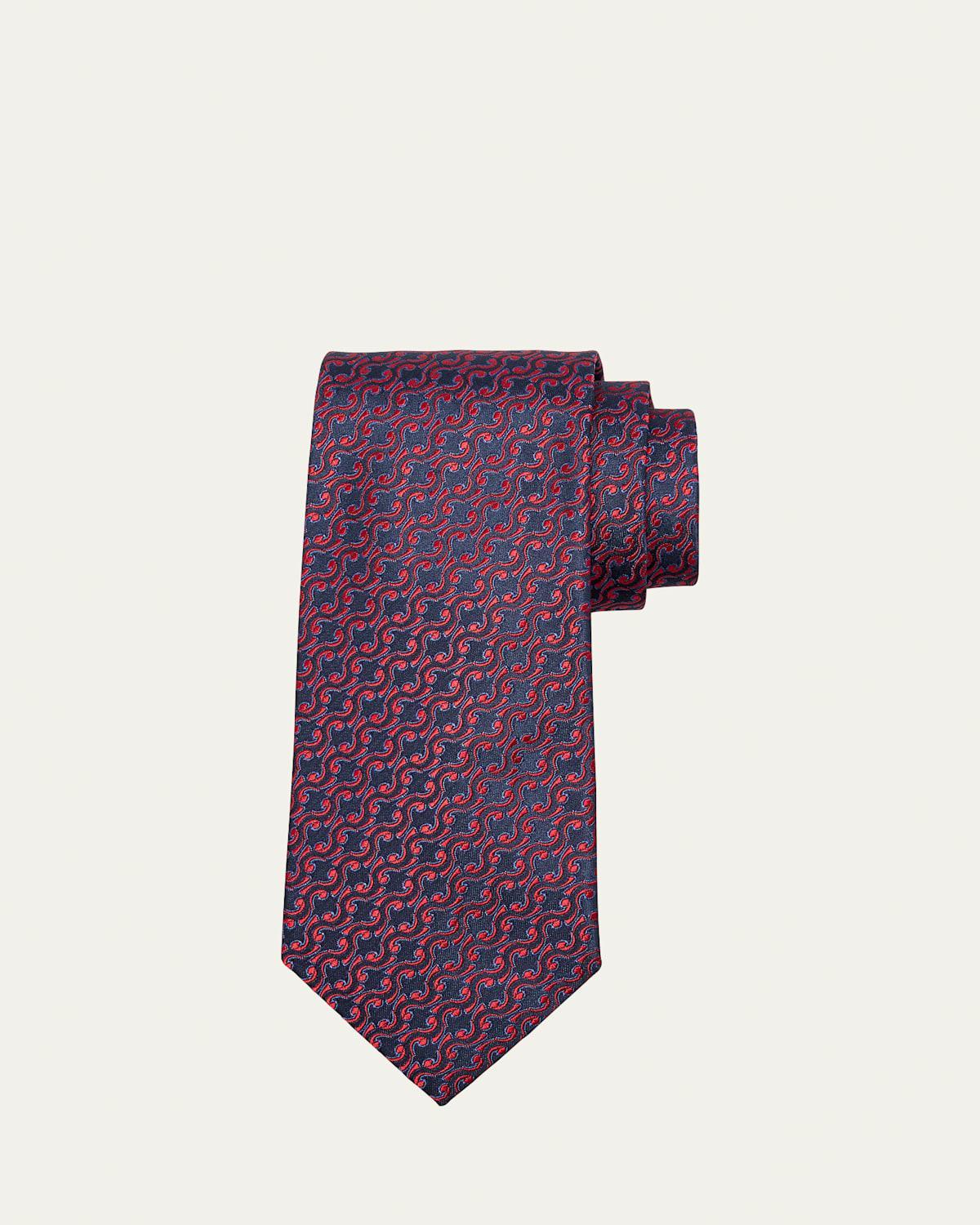 Mens Swirl Line Woven Silk Tie Product Image