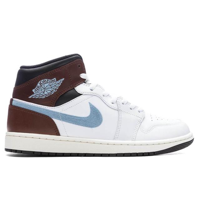 Air Jordan 1 Mid SE - White/Blue Grey/Black Male Product Image