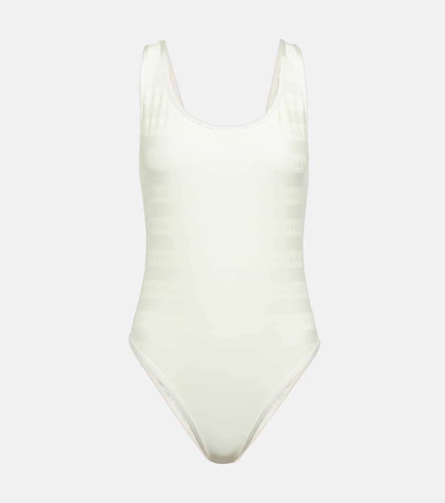 Logo Striped Swimsuit In White Product Image