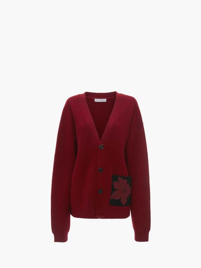 CARDIGAN WITH PATCH POCKET in red | JW Anderson US  Product Image