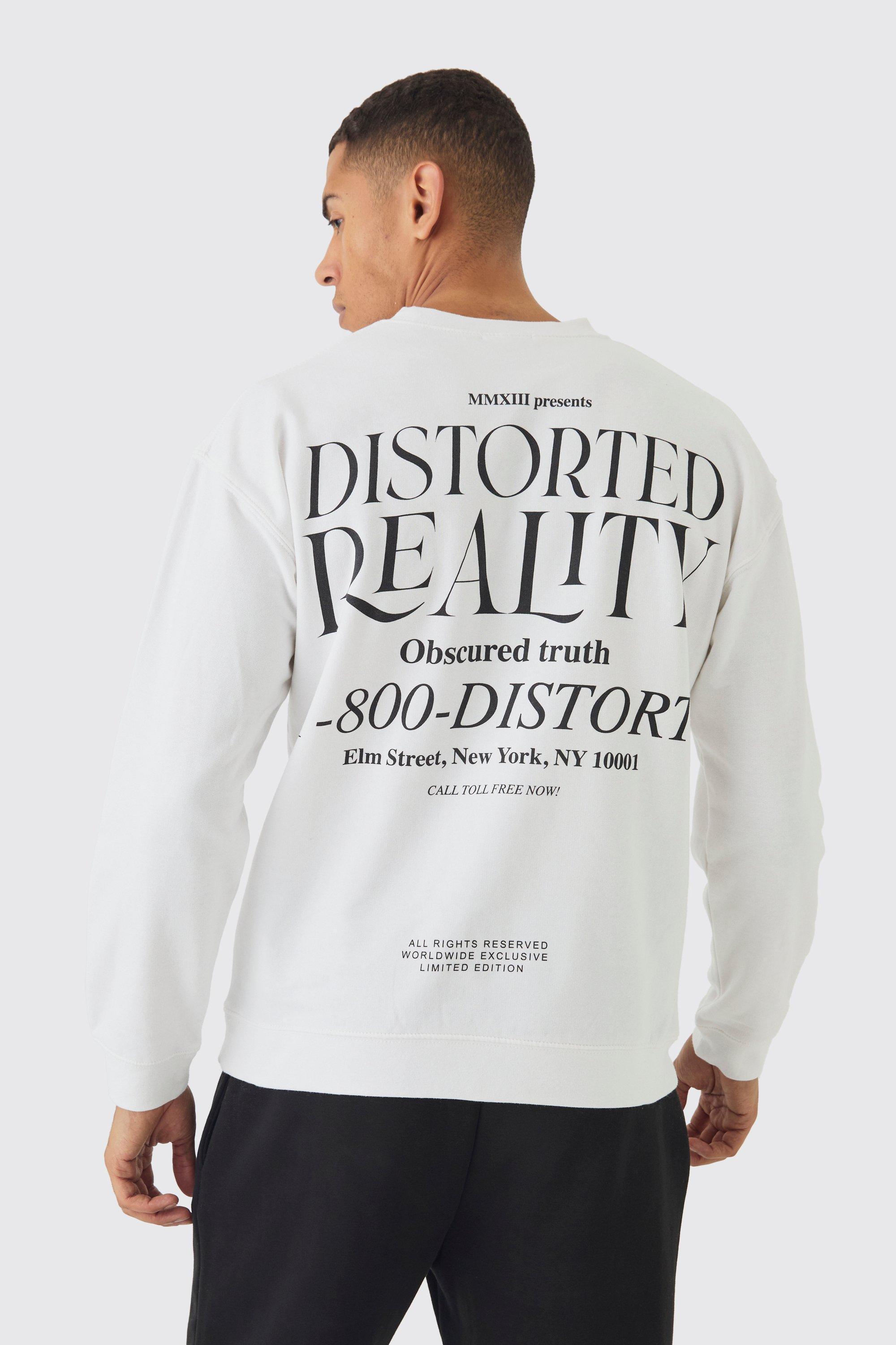 Distorted Reality Text Graphic Sweatshirt | boohooMAN USA Product Image