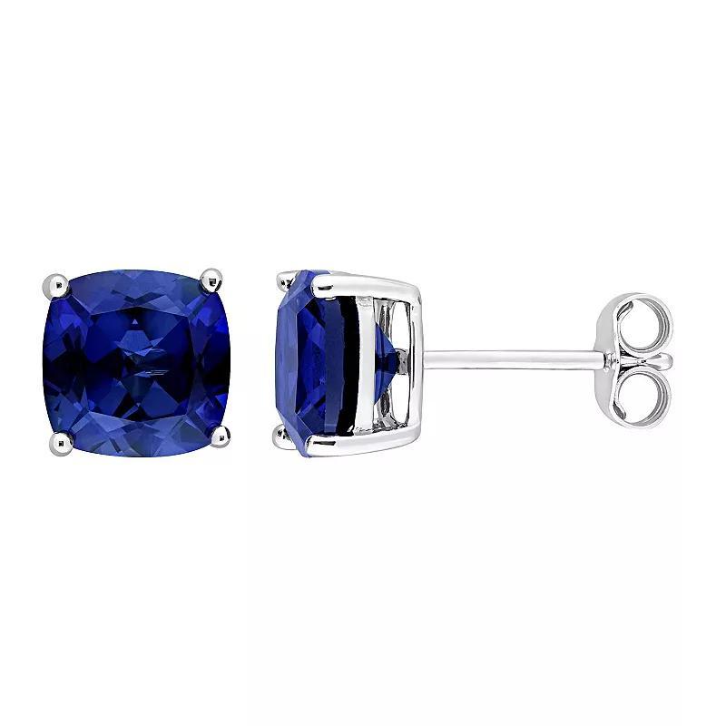 Stella Grace Sterling Silver Cushion Lab-Created Blue Sapphire Stud Earrings, Womens Product Image